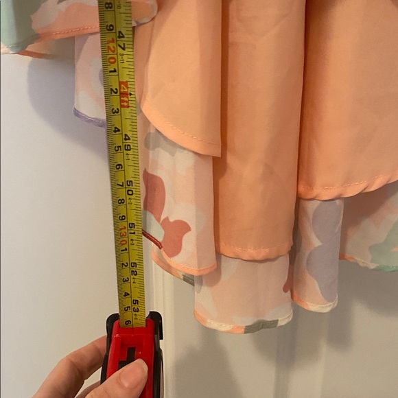 NWT. Anthropologie Peach Floral High Low Dress - Picture 5 of 12